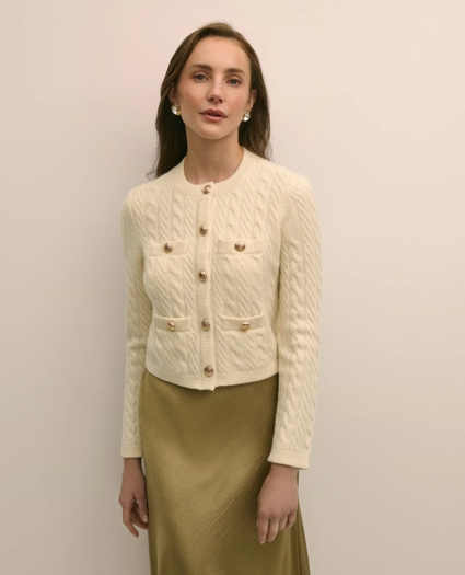 Merino Wool-Cashmere Blend Cable-Knit Cardigan, image 1