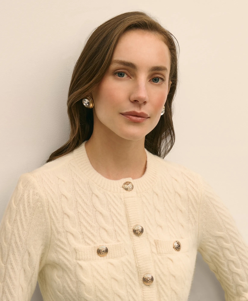 Merino Wool-Cashmere Blend Cable-Knit Cardigan, image 3
