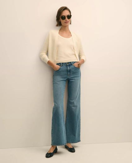 Wool-Cashmere Blend Brushed Short-Sleeve Sweater Shell, image 2