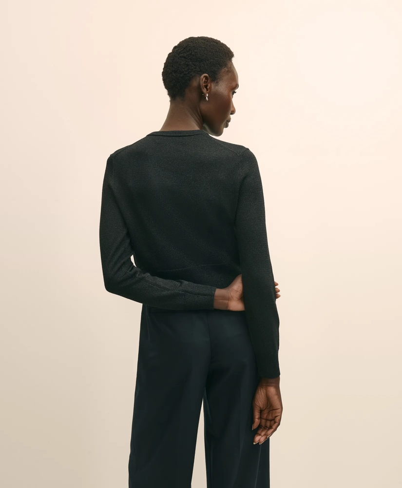 Merino Wool Blend Cropped Shimmer Cardigan, image 4