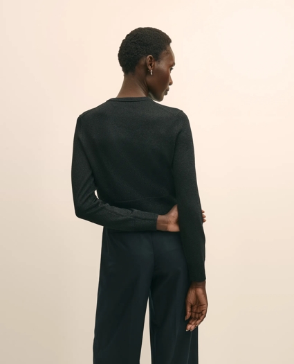 Merino Wool Blend Cropped Shimmer Cardigan, image 4