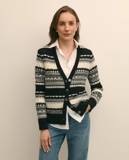Merino Wool Pointelle Cardigan, image 1