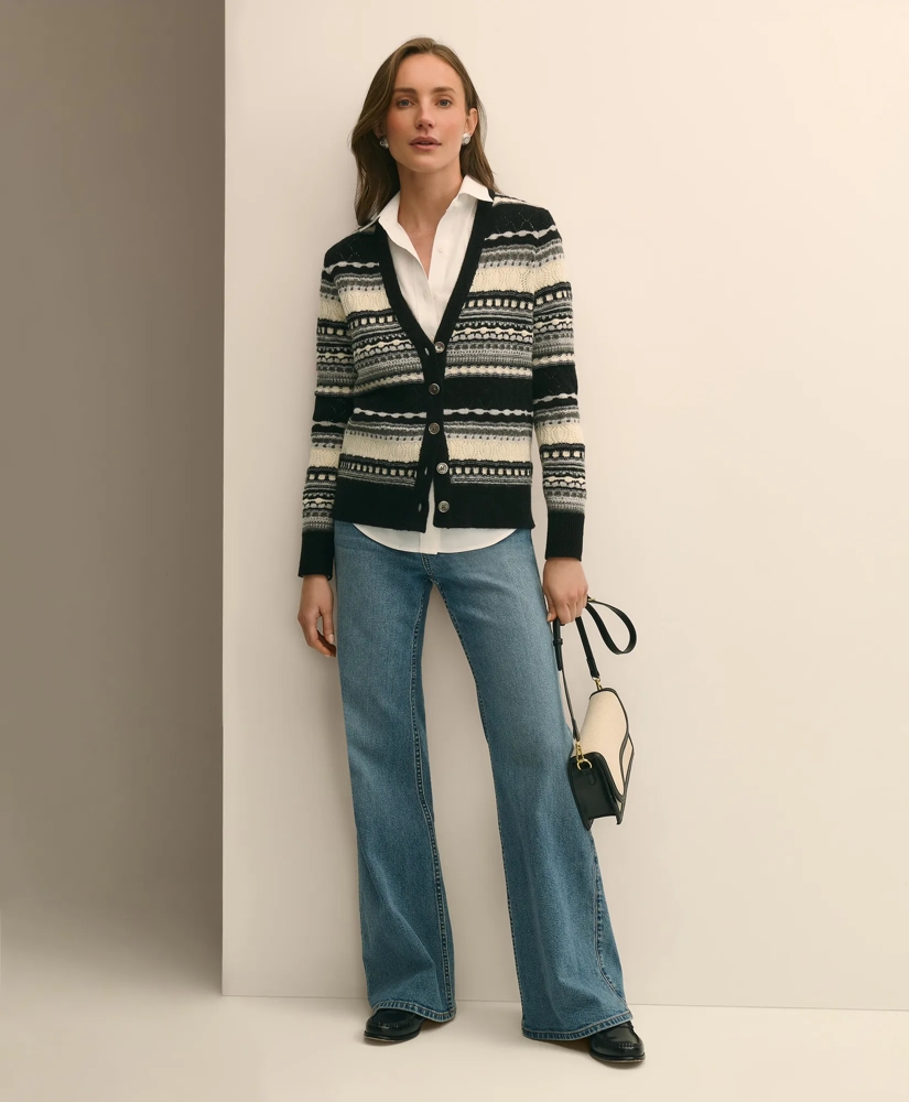 Merino Wool Pointelle Cardigan, image 2