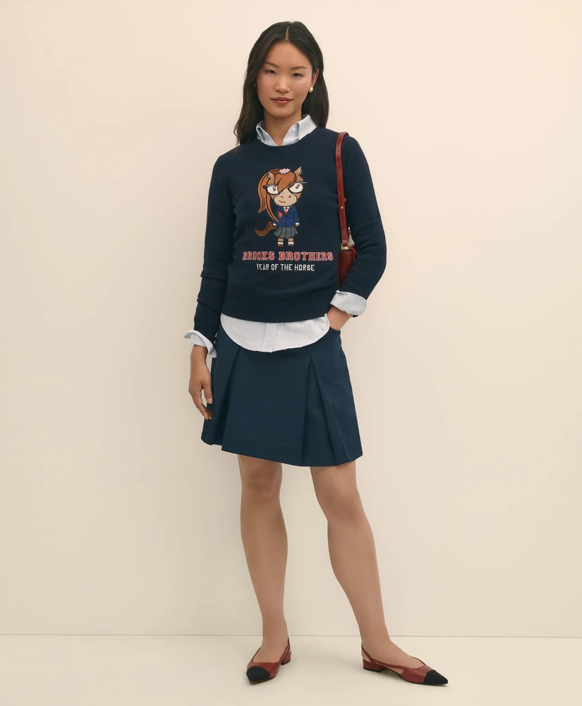 Women's Lunar New Year Merino-Wool-Blend Intarsia Crewneck Sweater, image 1