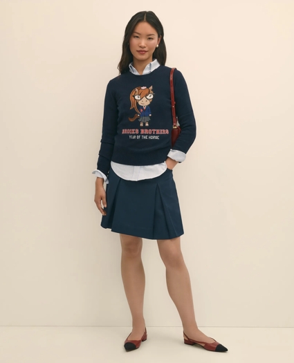 Women's Lunar New Year Merino-Wool-Blend Intarsia Crewneck Sweater, image 1