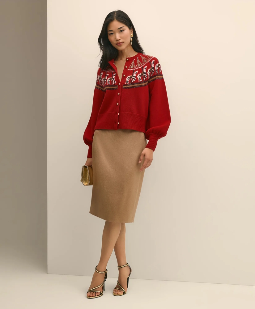 Women's Lunar New Year Merino-Wool-Blend Cardigan, image 2