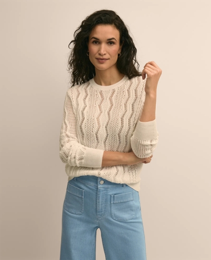 Cotton Cable-Knit Cropped Sweater, image 1