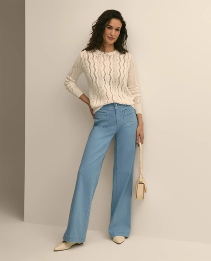 Cotton Cable-Knit Cropped Sweater, image 2