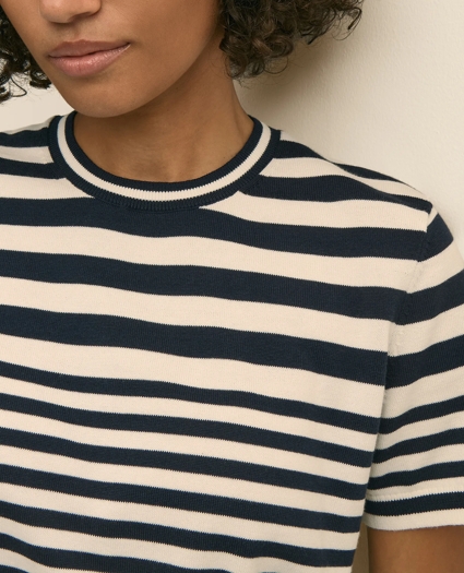 Supima&reg; Cotton Variegated Stripe Short-Sleeve Sweater Shell, image 2