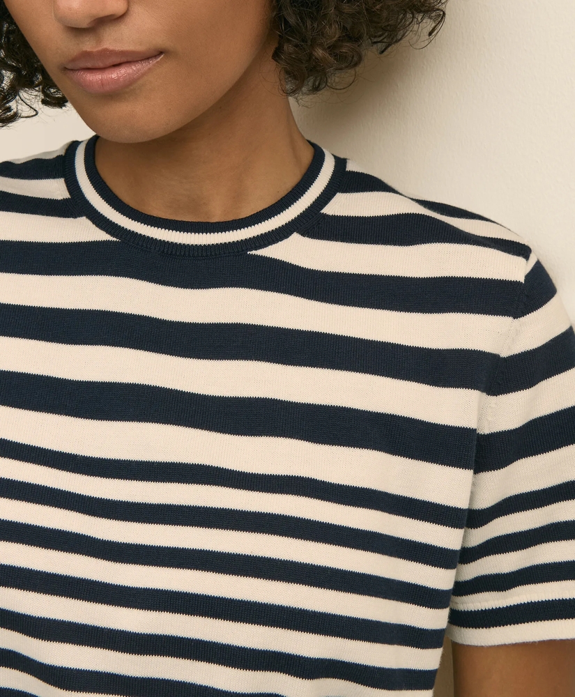 Supima&reg; Cotton Variegated Stripe Short-Sleeve Sweater Shell, image 2