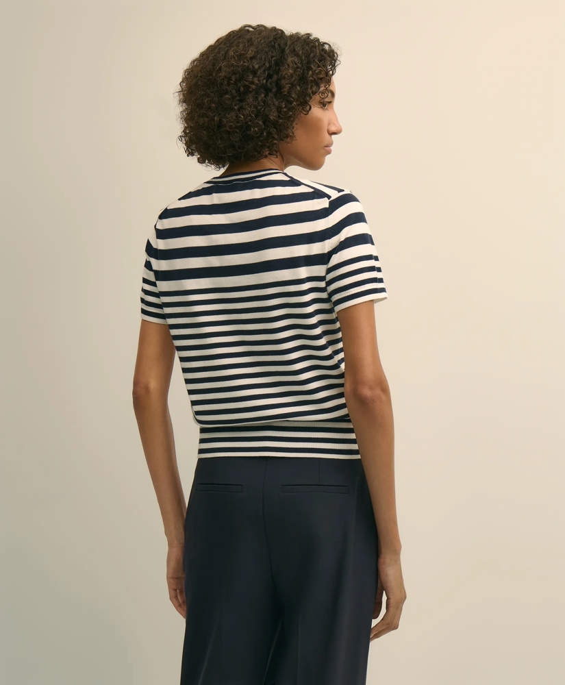 Supima&reg; Cotton Variegated Stripe Short-Sleeve Sweater Shell, image 3