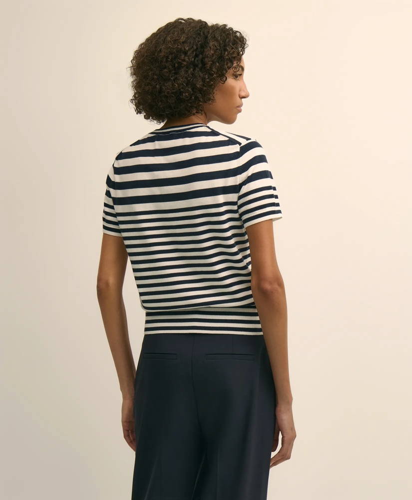 Supima&reg; Cotton Variegated Stripe Short-Sleeve Sweater Shell, image 3