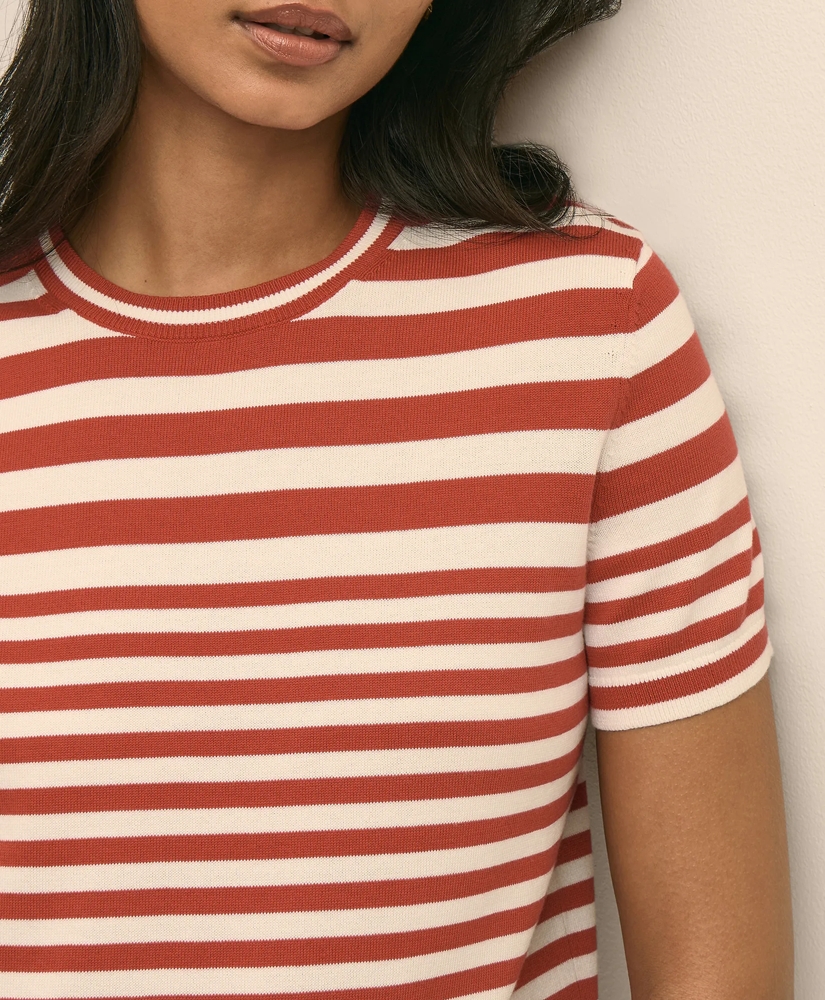 Supima&reg; Cotton Variegated Stripe Short-Sleeve Sweater Shell, image 3