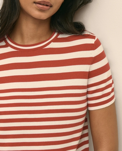 Supima&reg; Cotton Variegated Stripe Short-Sleeve Sweater Shell, image 3