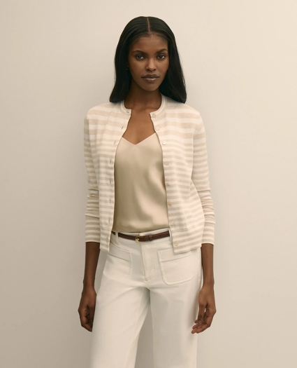 Supima&reg; Cotton Variegated Stripe Cardigan, image 1