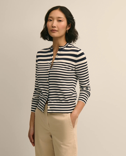 Supima&reg; Cotton Variegated Stripe Cardigan, image 1