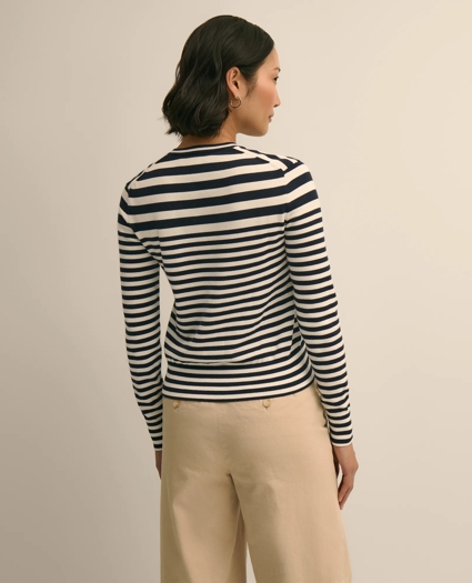 Supima&reg; Cotton Variegated Stripe Cardigan, image 4