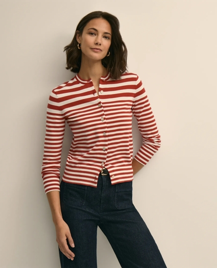 Supima&reg; Cotton Variegated Stripe Cardigan, image 1