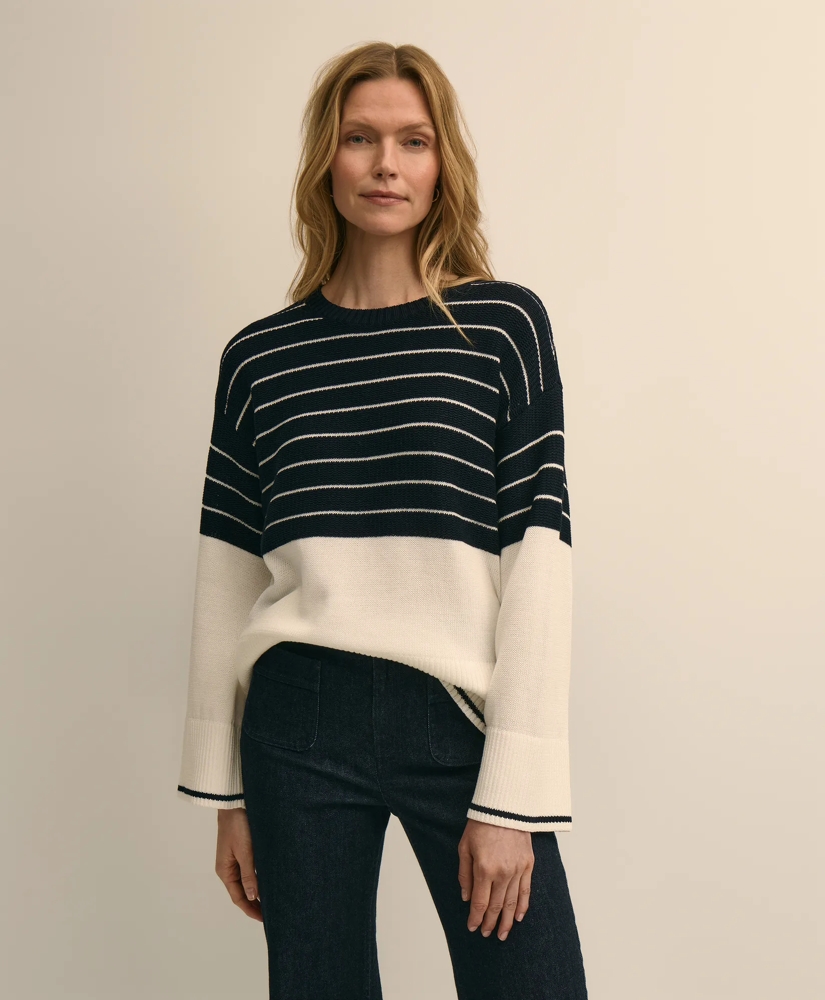 Cotton Oversized Mariner Stripe Sweater, image 1