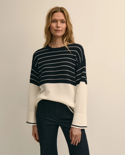 Cotton Oversized Mariner Stripe Sweater, image 1