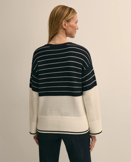 Cotton Oversized Mariner Stripe Sweater, image 4