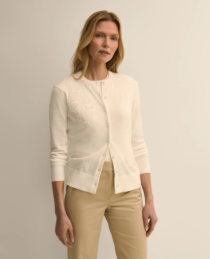Supima&reg; Cotton Floral Embroidered Cardigan, image 1