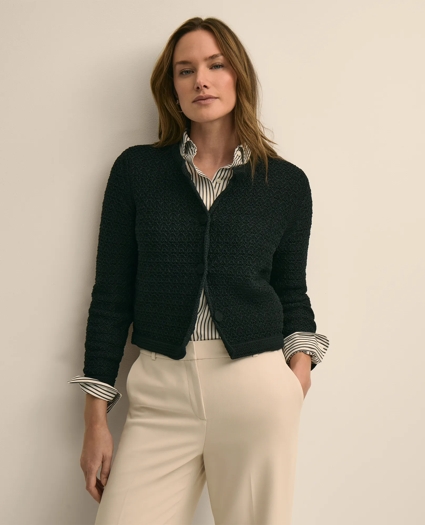 Mercerized Cotton Crochet Sweater Jacket, image 1