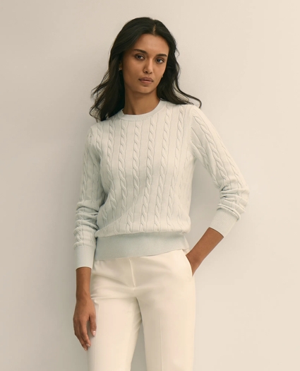 Supima&reg; Cotton Cable Crewneck Sweater, image 1