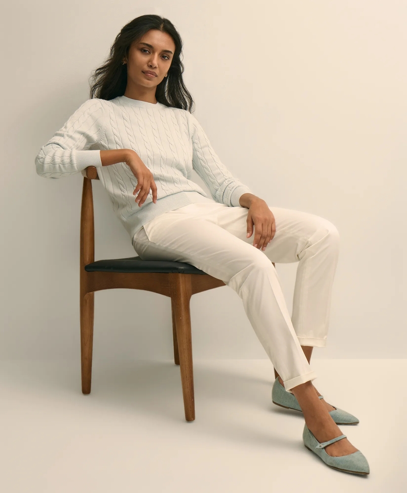 Supima&reg; Cotton Cable Crewneck Sweater, image 2