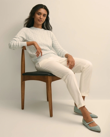 Supima&reg; Cotton Cable Crewneck Sweater, image 2