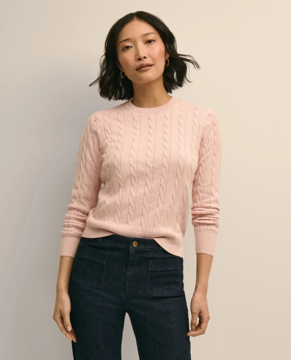 Supima&reg; Cotton Cable Crewneck Sweater, image 1