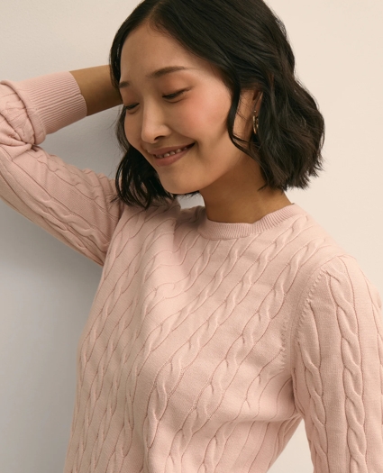 Supima&reg; Cotton Cable Crewneck Sweater, image 2