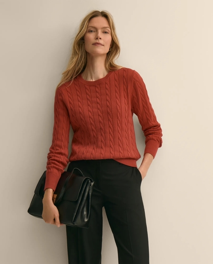 Supima&reg; Cotton Cable Crewneck Sweater, image 1
