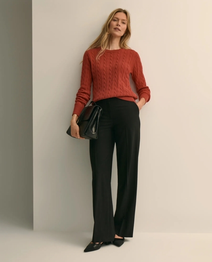 Supima&reg; Cotton Cable Crewneck Sweater, image 2