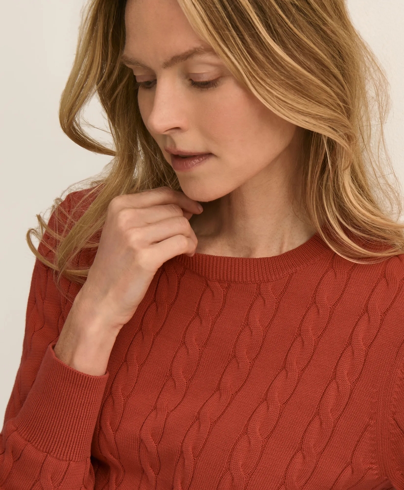 Supima&reg; Cotton Cable Crewneck Sweater, image 3