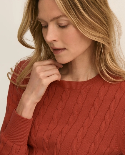 Supima&reg; Cotton Cable Crewneck Sweater, image 3