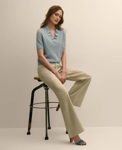 Cotton Viscose Short-Sleeve Ruffle Sweater, image 1