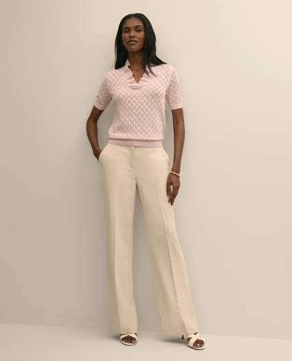 Cotton Viscose Short-Sleeve Ruffle Sweater, image 2