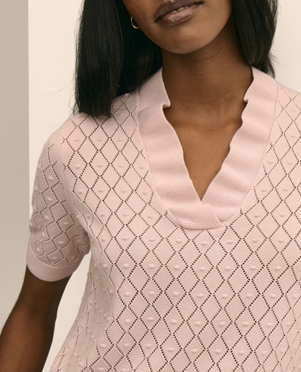 Cotton Viscose Short-Sleeve Ruffle Sweater, image 3