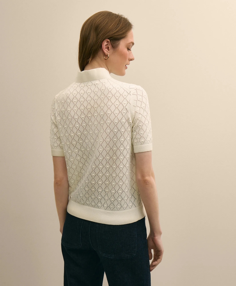 Cotton Viscose Short-Sleeve Ruffle Sweater, image 4