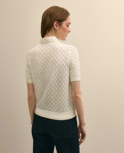 Cotton Viscose Short-Sleeve Ruffle Sweater, image 4