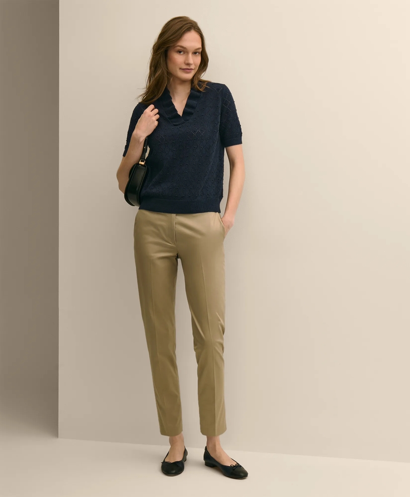 Cotton Viscose Short-Sleeve Ruffle Sweater, image 2