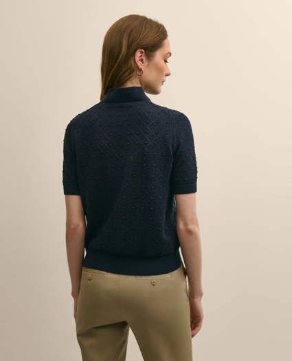 Cotton Viscose Short-Sleeve Ruffle Sweater, image 4