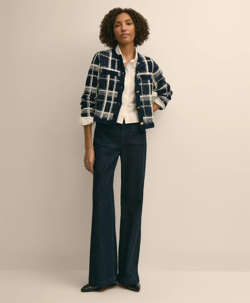 Cotton-Blend Soft Plaid Cardigan, image 2