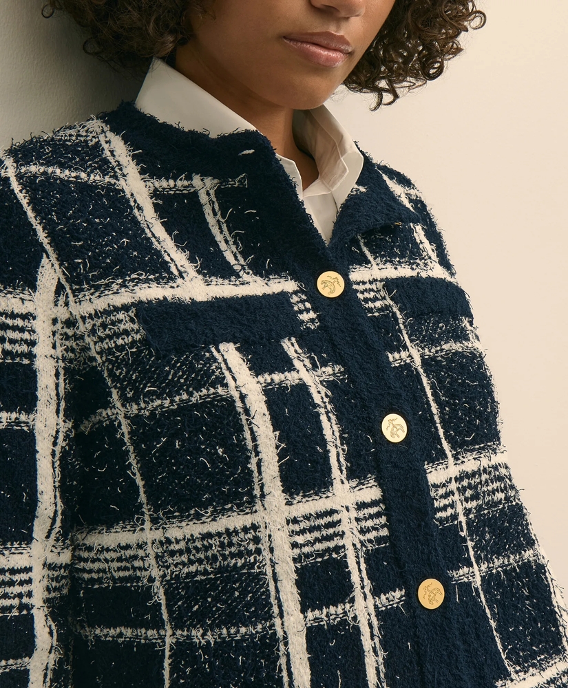 Cotton-Blend Soft Plaid Cardigan, image 3