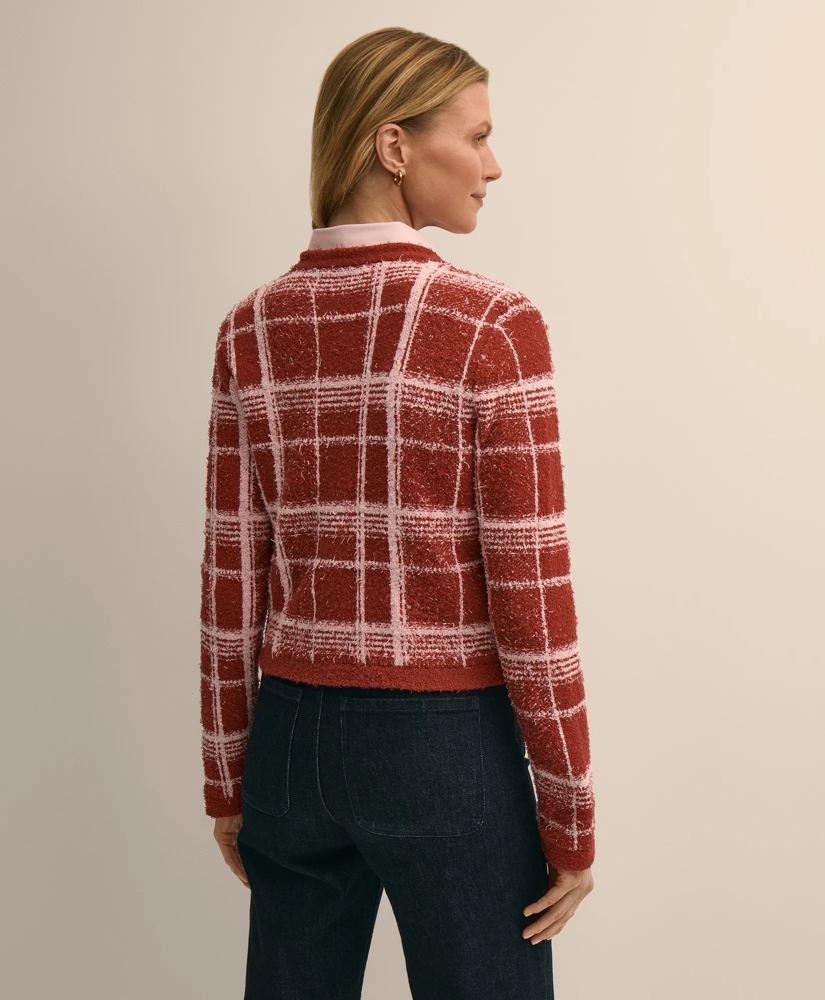 Cotton-Blend Soft Plaid Cardigan, image 4
