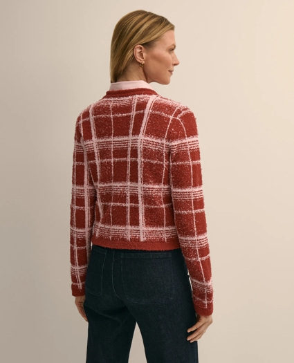 Cotton-Blend Soft Plaid Cardigan, image 4