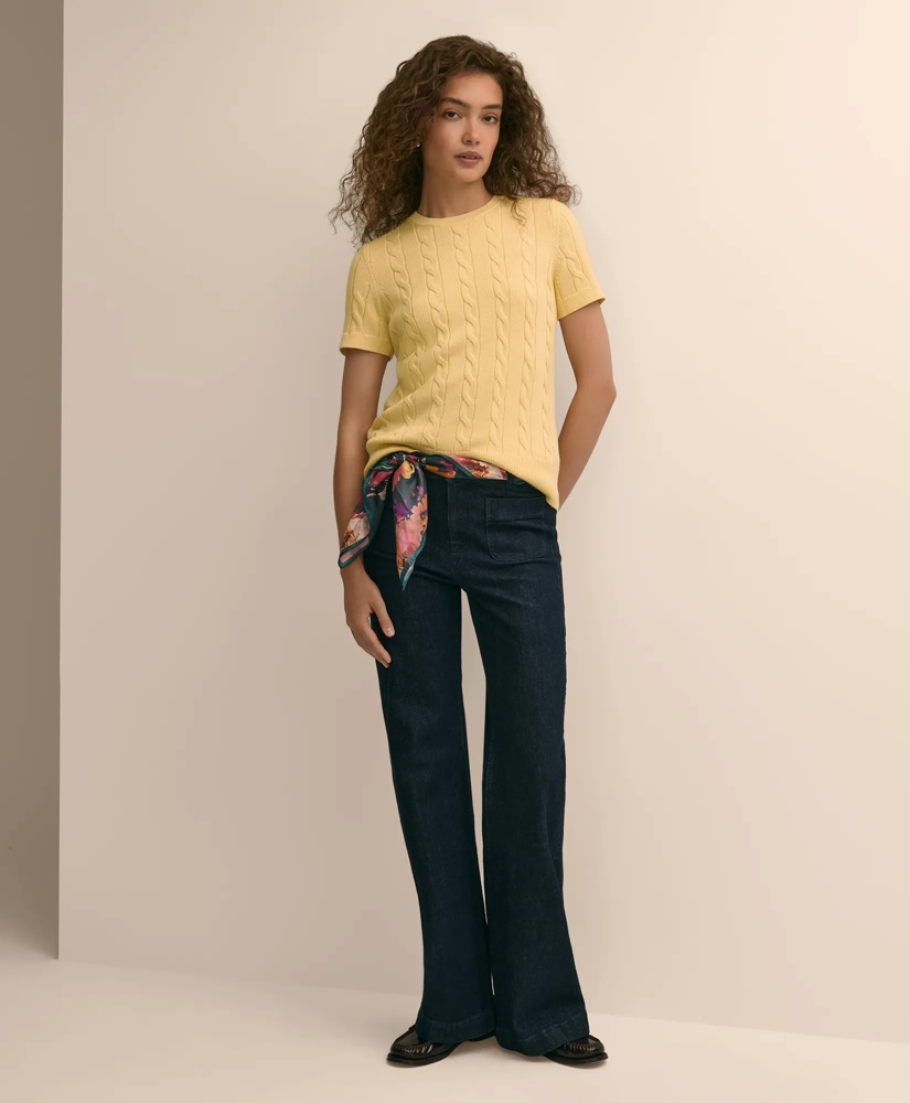 Supima&reg; Cotton Cable Short-Sleeve Sweater, image 2