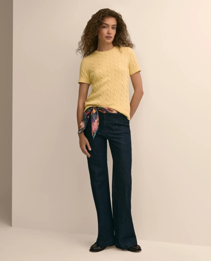 Supima&reg; Cotton Cable Short-Sleeve Sweater, image 2