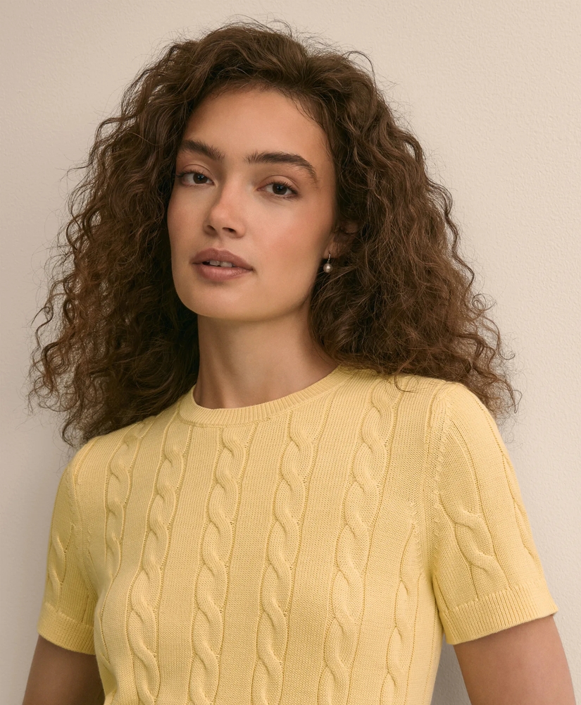 Supima&reg; Cotton Cable Short-Sleeve Sweater, image 3